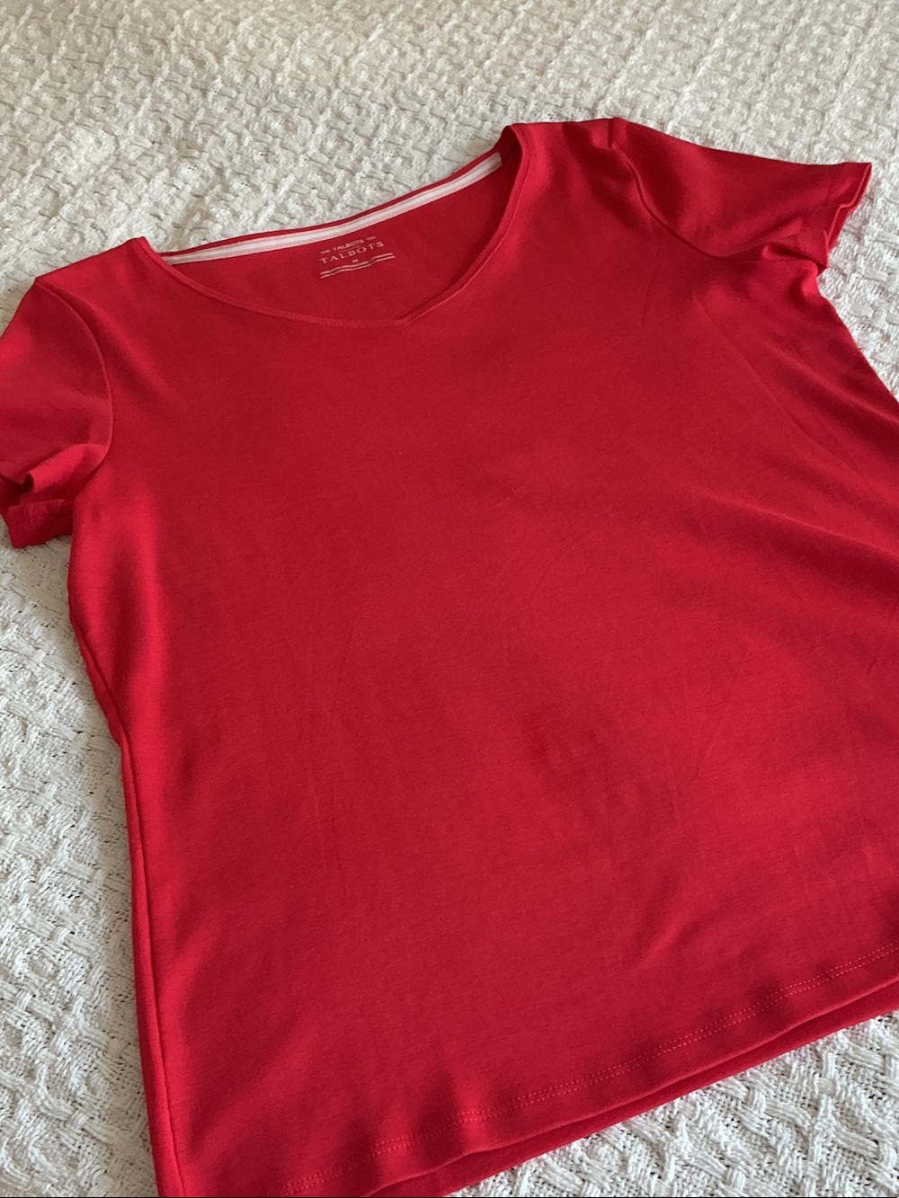 Talbots 100% Bright Orange/Red Short-Sleeve Scoop Neck Tee